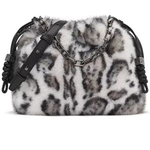 DKNYC Black and White Fur Crossbody Bag